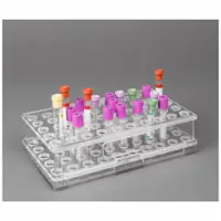 Tube Rack: 5 3/4 in Overall Wd, 2 1/2 in Overall Ht, 10 in Overall Lg, PETG, Clear, (50) Tubes (MPN BLDTUBE50)