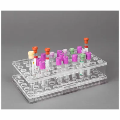 POLTEX Tube Rack: 5 3/4 in Overall Wd, 2 1/2 in Overall Ht, 10 in Overall Lg, PETG - Lab Storage Racks