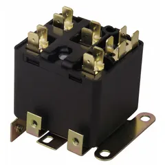 This fixed-potential relay is a SPST device with a coil voltage of 500V AC. It has a pick-up voltage range of 260V AC to 275V AC and a maximum drop-out voltage of 135V AC. Designed for any mounting position, it is used to control motor start windings in HVAC and refrigeration systems.