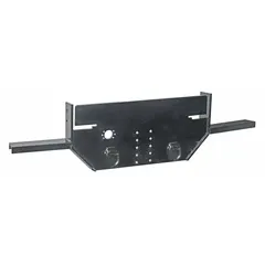 Hitch plate used for mounting hitches on trucks or trailers. Measures 62 in overall length, 34 1/4 in overall width, 17 1/4 in height, and 1/2 in thickness.
