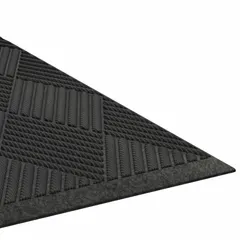 Heavy-duty outdoor scraper-dryer mat, 4 ft x 8 ft, 3/8 in thick. Constructed from polypropylene and rubber in charcoal color. Designed for high-traffic entryways to scrape dirt and absorb moisture, reducing tracking into buildings.