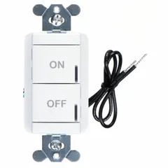 This companion switch enables wireless control of compatible Acuity Lithonia CM WR Sensor lighting systems. It operates at 120 to 277V AC and requires a neutral connection for installation. The 2-button design allows for on/off or scene control from a wall-mounted location.