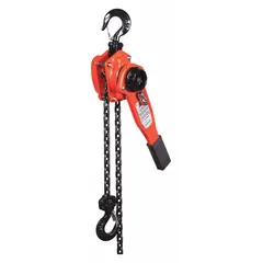 This hook-mounted lever chain hoist from Dayton has a 1500 lb lifting capacity and a 15 ft lift length. The steel body is designed for vertical operation. It is suitable for manual lifting and positioning of loads in industrial maintenance, construction, and manufacturing applications where a fixed-point hoist is needed.