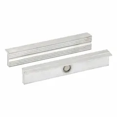 Magnetic vise jaw caps for protecting workpieces from marring during clamping. Aluminum construction resists corrosion. Fits 6-1/2 in vise jaw width. Magnetic backing holds securely on any vise type.