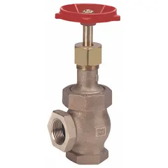 Bronze angle-body globe valve with rising stem for general-service flow control. Suitable for gas, oil, steam, and water media in applications requiring a 90-degree flow path. Pipe size: 3/8 in. Manufacturer part number: 582-3/8".