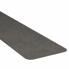 Non-abrasive rubber strip with pressure-sensitive adhesive for slip resistance in wet and barefoot traffic areas. Suitable for indoor and outdoor use, chemical-resistant, and meets ASTM standards. Each strip measures 6 in x 24 in with a 45 mil thickness. 50 strips per pack.