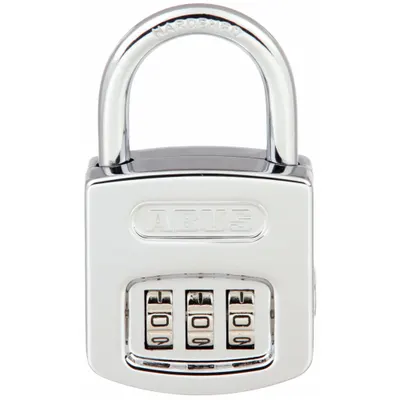 ABUS Combination Padlock: Scrolling Combo, Silver, Zinc Die-Cast, Std Shackle - Standard Shackle Combination Padlocks