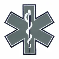 HEROS PRIDE Embroidered Patch: Star of Life, 7 in x 7 in, Navy, Plastic, Sew-On, Back (MPN 4818)