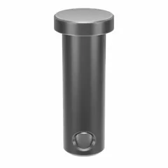 Steel clevis pin with plain finish, 3/8 in diameter and 1-1/8 in shank length. Used in clevis and hitch-pin applications for pivot joints in mechanical linkages, such as agricultural equipment and industrial rigging. Supplied in a pack of 25.