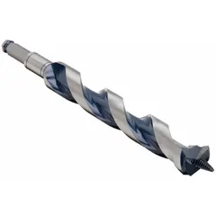 This hybrid spur and ship auger drill bit from BOSCH is designed for drilling in wood and composite materials. It features a 1-1/2 in diameter, 13 in overall length, and a 7/16 in hex shank. The carbon steel construction with PTFE coating reduces friction and resists corrosion. Suitable for framing, decking, and general construction applications.