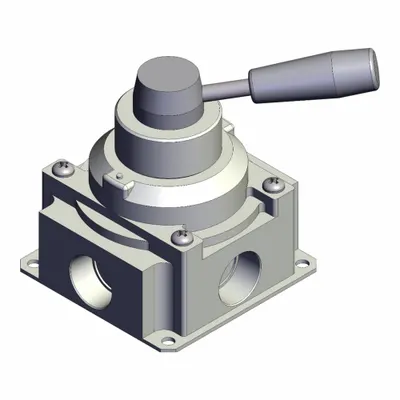 SMC Hand Valve: VH Series, Lever Actuator, 3/4 in NPT, Side-Ported Body - VH Series Manual Air Control Valves