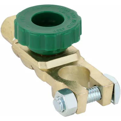 QUICKCABLE Battery Terminal: Straight, Top Post, Gold Color, Negative - Straight Alignment