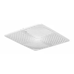 White polystyrene replacement grille kit for bathroom exhaust fans. Includes two screws with screw covers. Unfinished surface can be painted if desired. Measures 13 1/4 in x 13/16 in.