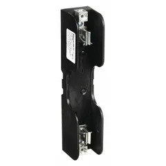 This MERSEN fuse block is a 1-pole, 600 V AC open block design with box lug terminals. It is non-indicating and accepts UL Class H and K fuses. Used in industrial electrical panels for overcurrent protection of circuits.