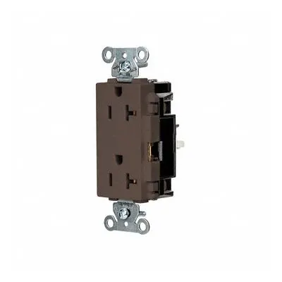 HUBBELL Receptacle: Decorator Duplex, 5-20, Brown, 125V AC, 20 A, 2 Pole / 3 Wire (MPN HBL2162ST) - General Purpose Receptacles