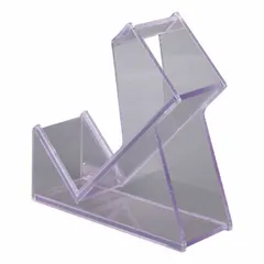 Clear PETG benchtop box designed to hold an 8 x 12 in biohazard bag. Overall dimensions: 9 1/4 in width, 9 1/4 in height, 3 1/2 in length. Used in laboratory and healthcare settings for organized disposal of contaminated waste.