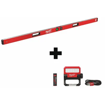 MILWAUKEE Digital Level: Includes Batteries, ±0.10°, 72 in Overall Lg, 4V Battery Size - Standard Digital Levels