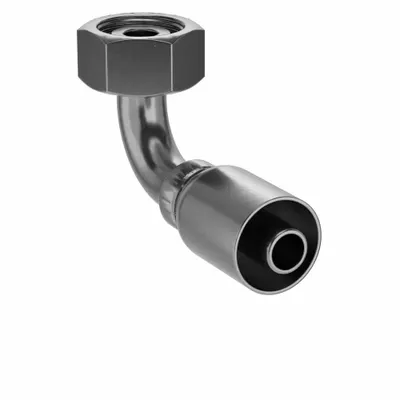 PARKER Hydraulic Crimp Fitting: Steel x Steel, 90° Elbow, -12 For Hose Dash Size - Parker Crimp Hydraulic Hose Fittings with Metric Connection