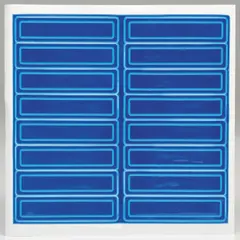 Blue reflective vinyl hard hat label measuring 4 inches wide. Supplied in a 16-pack for color-coding and identification on hard hats in industrial environments.