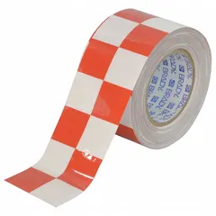 Polyester floor marking tape with checkered red/white pattern for high-visibility warning. 3 in width, 100 ft length, 8 mil thickness. No printed legend. Used to mark aisles, hazard zones, and work areas in industrial facilities.