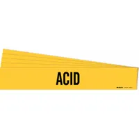 Pipe Marker: Acid, Yellow, Black, Fits 2 1/2 to 7 7/8 in Pipe O.D., 1 Pipe Markers, 5 PK (MPN 7002-1-PK)