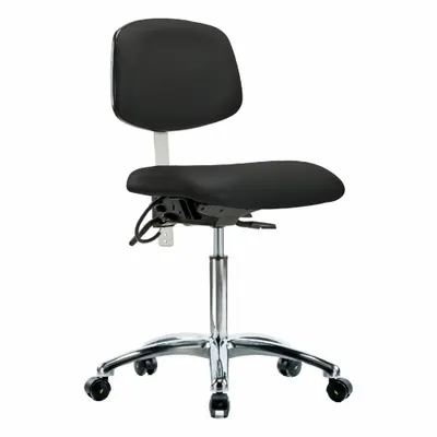 OEM APPROVED VENDOR ESD/Cleanroom Task Chair, Armless, Vinyl, ISO 5, Aluminum Base - Vinyl ESD & Cleanroom Chairs