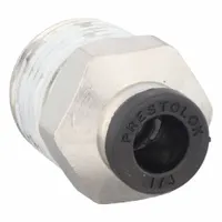 PARKER Push-Fit Fitting: 1/4 in OD x 3/8 in Pipe Size, Push-to-Connect x MNPTF, Brass, Silver (MPN W68PLP-4-6)