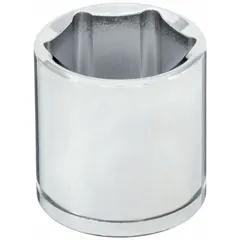 Chrome, 6-point, standard-length flex socket with 3/8" drive and 15/16" socket size. Designed for SAE fasteners, the flex joint provides articulation for accessing fasteners in confined or offset spaces.