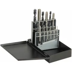 This 18-piece set combines straight-flute taps with matching drill bits for drilling and threading holes in metal and other materials. The straight-flute design is suited for through-hole threading in ferrous and non-ferrous materials. Enables machinists and maintenance technicians to create threaded holes efficiently across industrial applications.