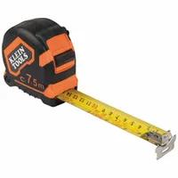 KLEIN TOOLS Tape Measure: Magnetic Double Hook Tip, 25 ft / 7.5 m, Plastic with Rubberized Grip (MPN 9375)