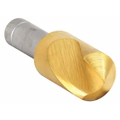 This KEO countersink features a 100° included angle and a single-flute design for fast, chatter-free cutting. The body diameter is 2 inches with a 3/4-inch shank, constructed from TiN-coated cobalt for extended tool life. It creates conical recesses for flat-head screws in metal, wood, or plastic, suitable for drill presses and handheld tools.