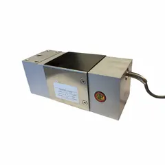Single point load cell with 661 lbf capacity, IP 65 rating, and coarse 5/16"-18 thread. Overall height 3.2 in, overall length 7.5 in. Used in industrial scales, packaging machinery, and process control systems for precise weight measurement.