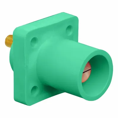 LEVITON Single Pole Receptacle: Green, Straight Taper Nose Mating, Threaded Stud Termination - Receptacles with Threaded Stud Terminations