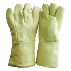 Uncoated knit glove for hand protection in high-heat environments up to 700°F. Smooth yellow knit material provides thermal resistance while maintaining dexterity. Suitable for industrial tasks such as handling hot parts or oven work. Sold as a single pair.