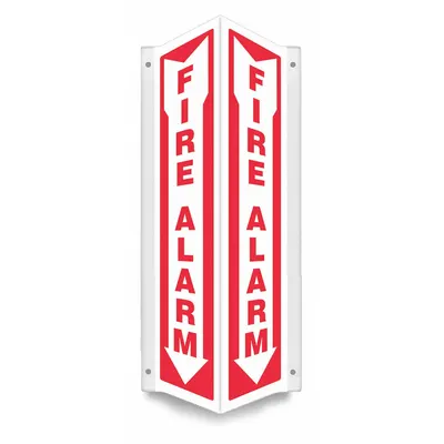 CONDOR Safety Sign: PETG, Mounting Holes Sign Mounting, 24 in x 7 1/2 in Nominal Sign Size - V-Shape Projection Fire Alarm Signs