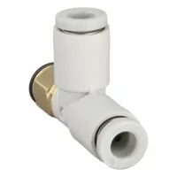 SMC Push-Fit Tee Fitting: 5 mm Pipe x 4 mm OD x 4 mm OD x 5 mm OD Size, 27 3/16 mm Overall Lg, White (MPN KQ2Y04-M5A)