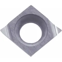 Diamond indexable turning insert for precision machining of non-ferrous materials. Used in turning, facing, and boring operations to achieve high surface finish.