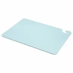 This blue co-polymer cutting board measures 15 inches wide by 20 inches long. It is NSF Certified for sanitation compliance. The board is suitable for food preparation tasks in commercial kitchens and food service settings, where color coding helps prevent cross-contamination.