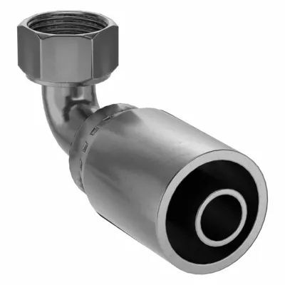 KURT Hydraulic Crimp Fitting: Carbon Steel, 90° Elbow, -10 For Hose Dash Size - Kurt Crimp Hydraulic Hose Fittings with JIC Connection