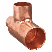 NIBCO Sweat Fitting Tee: 2 in CTS x 1 1/4 in CTS x 1 1/2 in CTS, Cup x Cup x Cup, Wrot Copper (MPN 611RR 2X11/4X11/2)