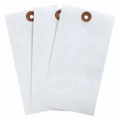 White Tyvek tag with plain surface, 30-point card stock thickness. Measures 5-3/4 inches high by 2-7/8 inches wide. Supplied in packs of 1,000. Suitable for shipping, inventory, and asset tagging in industrial and logistics environments.