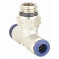 AIGNEP USA Push-Fit Tee Fitting: 1/4 in OD x 1/4 in OD x 1/4 in OD Size, Brass, Silver, 5 PK (MPN 87210-04-04)