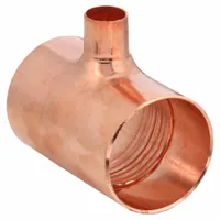 NIBCO Sweat Fitting Tee: 2 1/2 in CTS x 2 1/2 in CTS x 1/2 in CTS, Cup x Cup x Cup, Wrot Copper (MPN 611R 21/2X21/2X1/2)