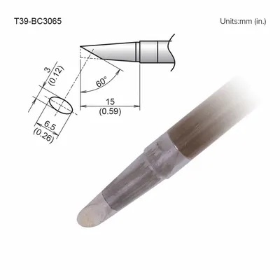 HAKKO T39-BC3065 T39 Series Bevel Soldering Tip, 6.5 mm Width, 15 mm Length - T39 Series Soldering Tips
