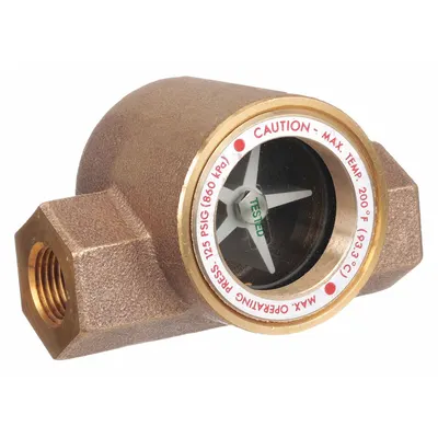 Dwyer Window Sight Flow Indicator with Impeller: Rotor, Bronze, 1 in FNPT - Flow Sights with Indicator