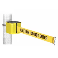 RETRACTA-BELT Warehouse Mount Retractable Belt Barrier: Hose Clamp Mounting Plate, 15 ft Belt Lg (MPN WH412YW15-CAU-HC)