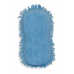 Microfiber sponge for vehicle washing and drying. Blue, 4 1/2 in outside diameter, 2 3/4 in thick. Lifts dirt and absorbs water without scratching surfaces. Suitable for automotive detailing and fleet maintenance.