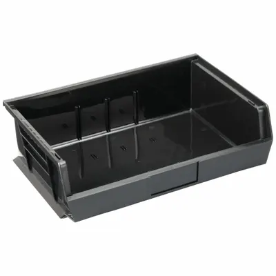 QUANTUM STORAGE SYSTEMS Hang and Stack Bin: 16 1/2 in x 10 7/8 in x 5 in, Black - Recycled Plastic Bins