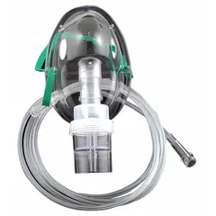 MEDSOURCE Nebulizer with 6 mL capacity, includes a mask. Overall dimensions: 20 in length, 15 in width. Used for respiratory therapy to deliver medicated mist in clinical or home healthcare settings.