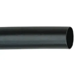 Standard heat shrink tubing for insulating and protecting electrical connections, wires, and cables from moisture, abrasion, and corrosion. Inner diameter shrinks from 0.38 in to 0.19 in upon heating. Supplied in a 200 ft length per 3-pack, black color.